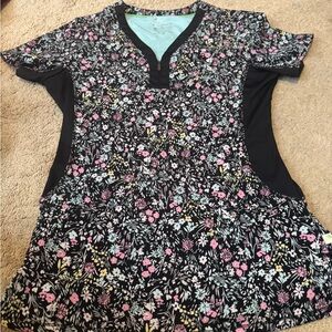 Healing Hands Floral Print scrub top